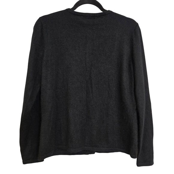 Vintage Angora Wool Academia Preppy Cardigan Black Sweater Christmas Holiday - Picture 2 of 7